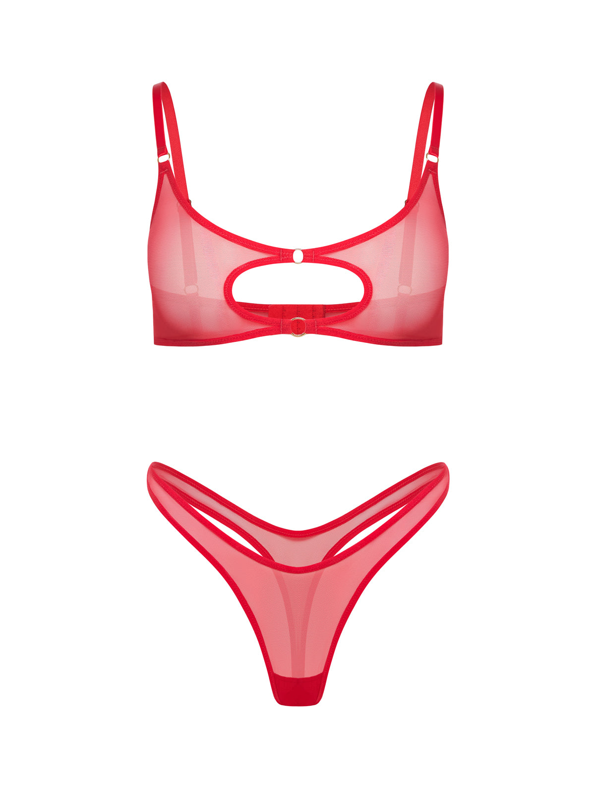 Salma Red Mesh Lingerie Set