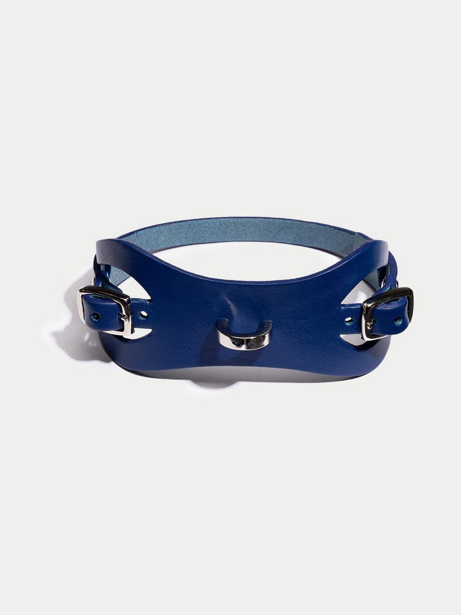 Cora Lederhalsband in Dunkelblau