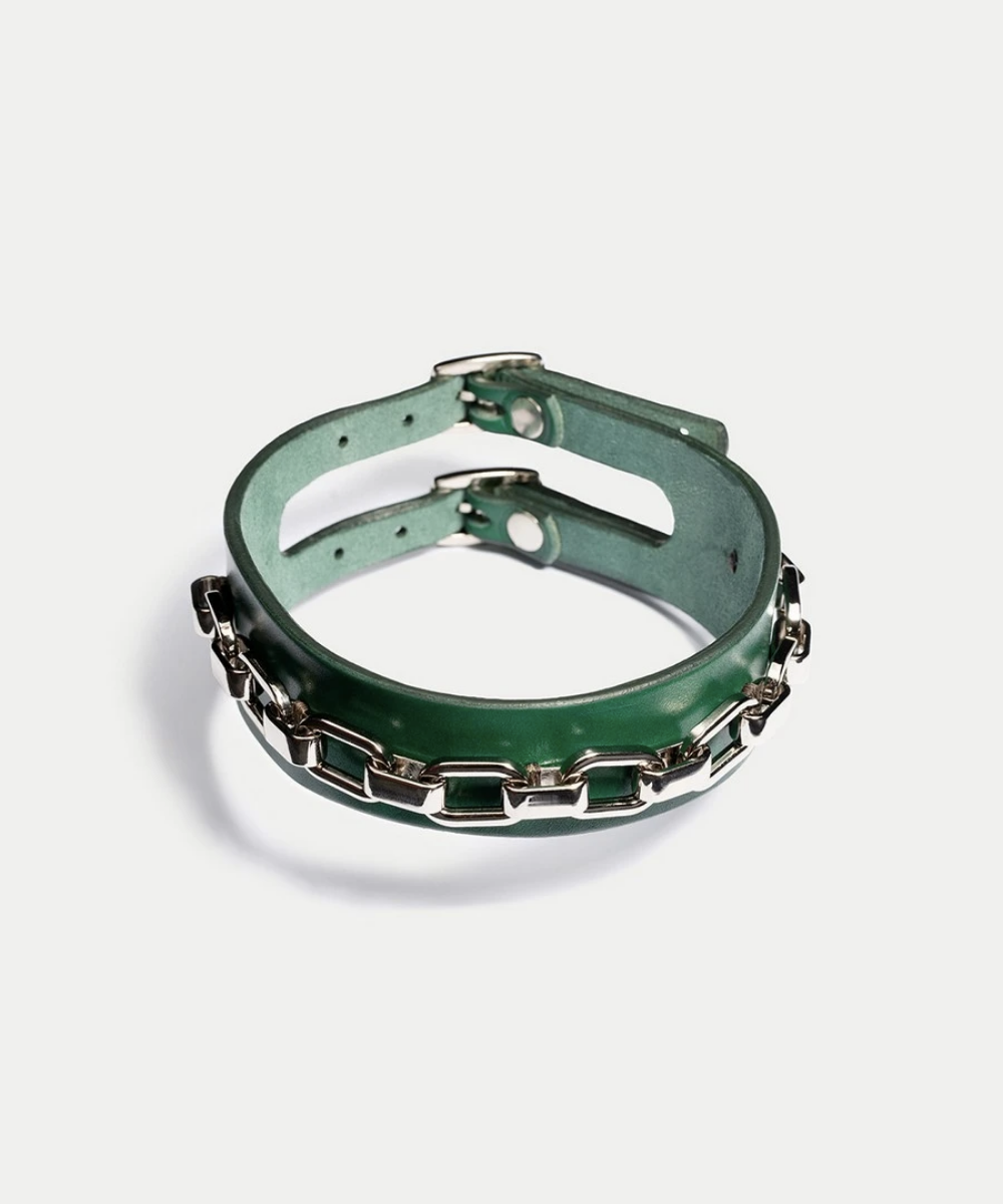 Molly Lederhalsband Tiefgrün