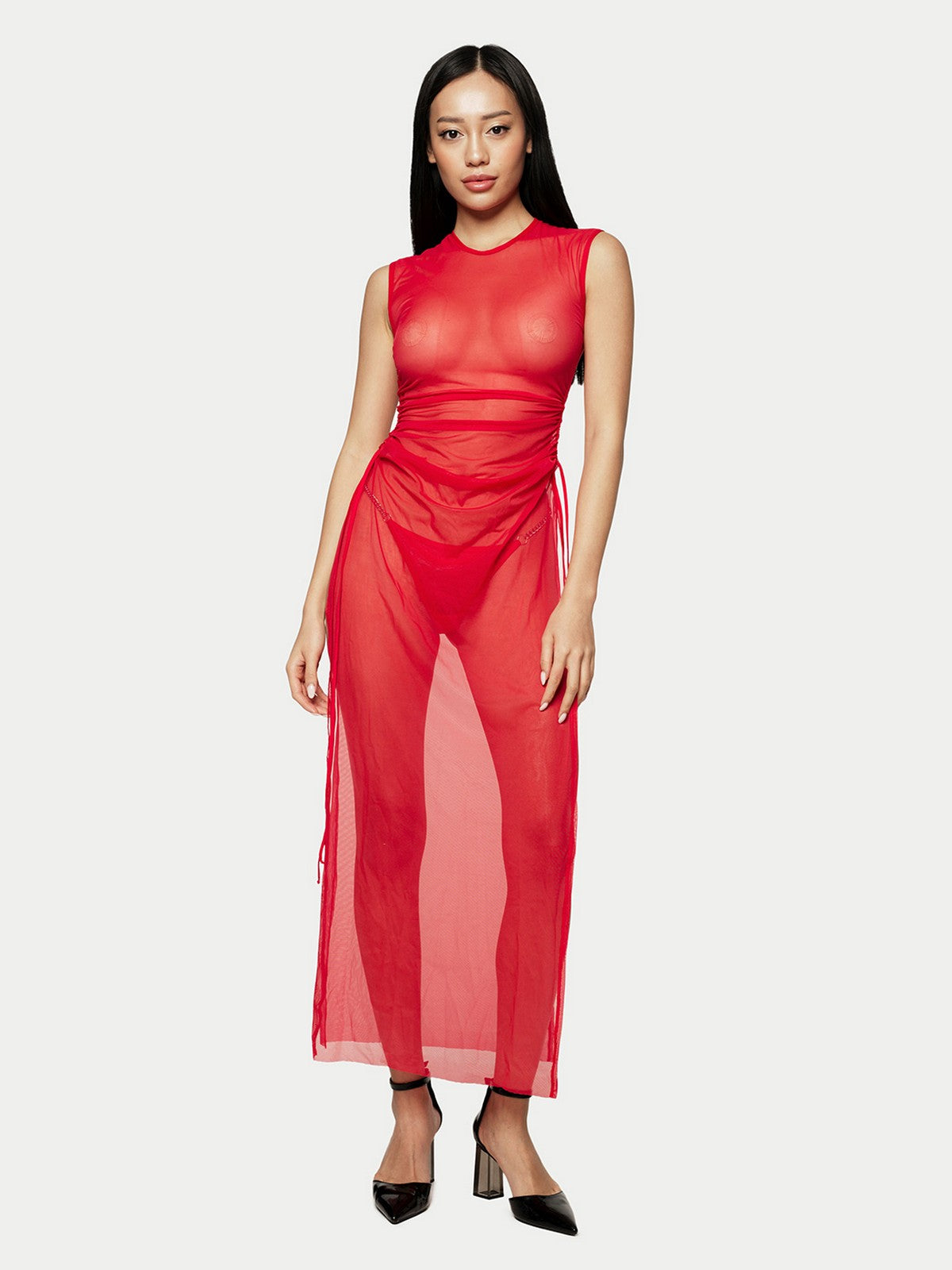 Era Mesh Dress in Red
