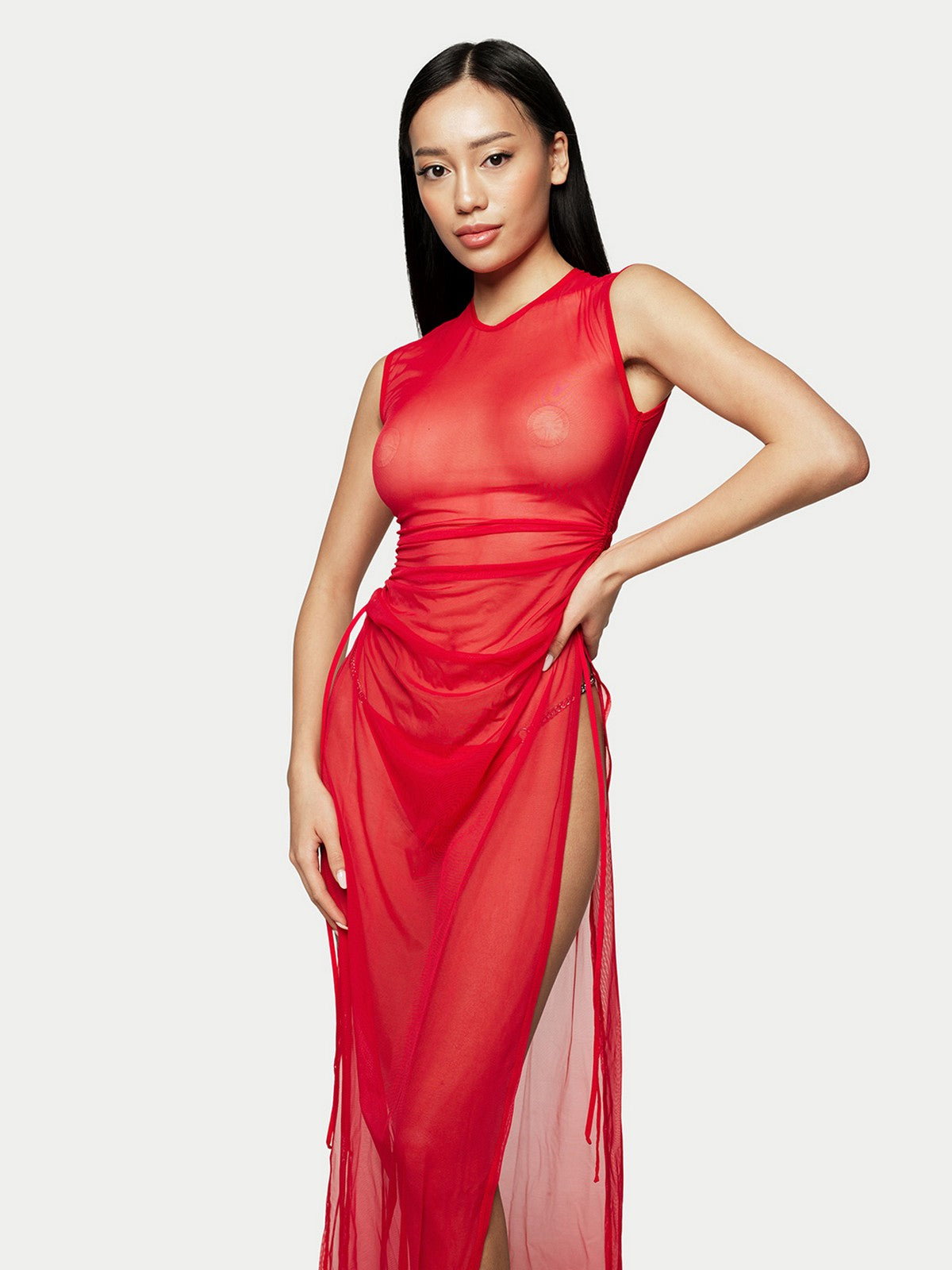 Era Mesh Dress in Red