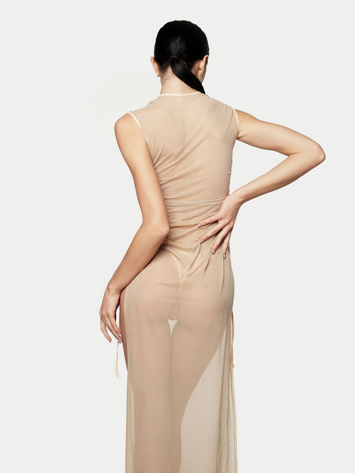 Era Mesh Dress in Beige